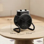HOMCOM Încălzitor Electric Reglabil cu 3 Moduri, din PP și PA Ignifug, 21.5x15.8x22 cm, Negru 