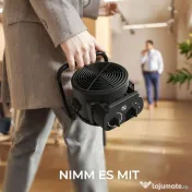 HOMCOM Încălzitor Electric Reglabil cu 3 Moduri, din PP și PA Ignifug, 21.5x15.8x22 cm, Negru 