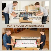 SPORTNOW Masă de Joc 13 în 1 Pliabilă cu Fotbal de Masă, Ping Pong, Hochei, Biliard, Șah și Altele, Nuc 