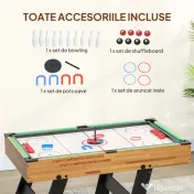 SPORTNOW Masă de Joc 13 în 1 Pliabilă cu Fotbal de Masă, Ping Pong, Hochei, Biliard, Șah și Altele, Nuc 