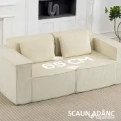 HOMCOM Canapea 3 Locuri Extra Profundă 65 cm, Modulară Fără Structură cu Perne Groase, Cotiere Largi și 2 Perne, Sofá Modern din Catifea pentru Living și Sufragerie, Bej | Aosom Romania