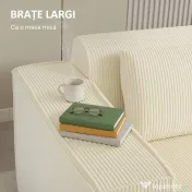 HOMCOM Canapea 3 Locuri Extra Profundă 65 cm, Modulară Fără Structură cu Perne Groase, Cotiere Largi și 2 Perne, Sofá Modern din Catifea pentru Living și Sufragerie, Bej | Aosom Romania