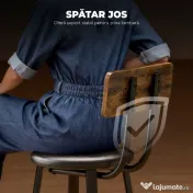 HOMCOM Set de 2 Scaune de Bar Captușite cu Spătar și Suport pentru Picioare - Maro Rustic și Negru | Aosom Romania