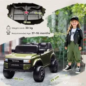 AIYAPLAY Auto Electric pentru Copii TOYOTA Land Cruiser 12V cu Telecomandă, Vârsta 3-8 Ani, Verde | Aosom Romania