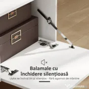 HOMCOM Mobilier TV, Suport TV până la 70" cu 2 Uși Rabatabile, Balamale Soft Close, Sertar, Raft Deschis, 8 Picioare pentru Sufragerie, Dormitor, 150x35x45 cm, Alb și Culoare Lemn | Aosom Romania