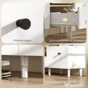 HOMCOM Mobilier TV, Suport TV până la 70" cu 2 Uși Rabatabile, Balamale Soft Close, Sertar, Raft Deschis, 8 Picioare pentru Sufragerie, Dormitor, 150x35x45 cm, Alb și Culoare Lemn | Aosom Romania