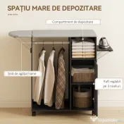 HOMCOM Dulap Masa Calcat – 3 Rafturi, Blat Burete & Ghidaj Rufe | Aosom Romania