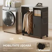 HOMCOM Dulap Masa Calcat – 3 Rafturi, Blat Burete & Ghidaj Rufe | Aosom Romania