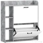 HOMCOM Dulap pentru pantofi slim cu 2 sertare rabatabile, Capacitate 15 perechi de pantofi, 83x24x90.5 cm, Gri | Aosom Romania
