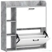 HOMCOM Dulap pentru pantofi slim cu 2 sertare rabatabile, Capacitate 15 perechi de pantofi, 83x24x90.5 cm, Gri | Aosom Romania 