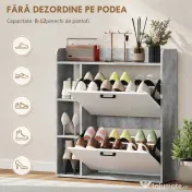 HOMCOM Dulap pentru pantofi slim cu 2 sertare rabatabile, Capacitate 15 perechi de pantofi, 83x24x90.5 cm, Gri | Aosom Romania 