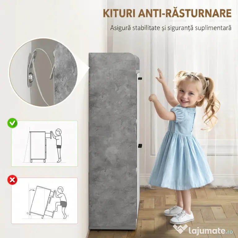 HOMCOM Dulap pentru pantofi slim cu 2 sertare rabatabile, Capacitate 15 perechi de pantofi, 83x24x90.5 cm, Gri | Aosom Romania