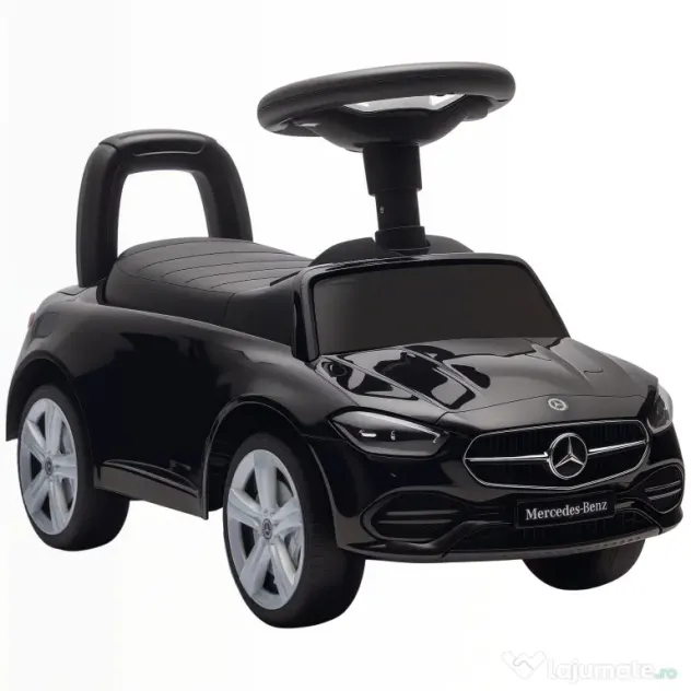 AIYAPLAY Mașinuță Electrică pentru Copii Licență Mercedes Benz cu Claxon și Spațiu Portaoggetti, 65x28x39 cm, Negru | Aosom Romania