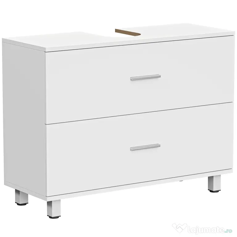 HOMCOM Dulap Sottolavabo pentru Baie cu 2 Sertare, Dulap Modern și Economisitor de Spațiu, 80x30x60 cm, Alb | Aosom Romania