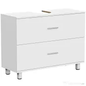 HOMCOM Dulap Sottolavabo pentru Baie cu 2 Sertare, Dulap Modern și Economisitor de Spațiu, 80x30x60 cm, Alb | Aosom Romania 