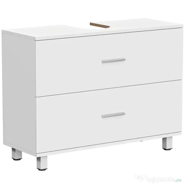HOMCOM Dulap Sottolavabo pentru Baie cu 2 Sertare, Dulap Modern și Economisitor de Spațiu, 80x30x60 cm, Alb | Aosom Romania