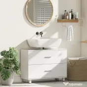 HOMCOM Dulap Sottolavabo pentru Baie cu 2 Sertare, Dulap Modern și Economisitor de Spațiu, 80x30x60 cm, Alb | Aosom Romania 