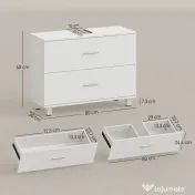 HOMCOM Dulap Sottolavabo pentru Baie cu 2 Sertare, Dulap Modern și Economisitor de Spațiu, 80x30x60 cm, Alb | Aosom Romania 