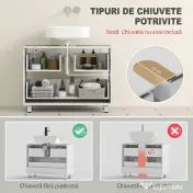 HOMCOM Dulap Sottolavabo pentru Baie cu 2 Sertare, Dulap Modern și Economisitor de Spațiu, 80x30x60 cm, Alb | Aosom Romania 