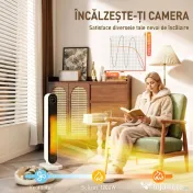 HOMCOM Aerotermă din ABS de 2000W cu telecomandă, oscilație și timer, 30x22x82.5 cm, alb 