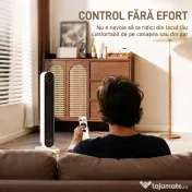 HOMCOM Aerotermă din ABS de 2000W cu telecomandă, oscilație și timer, 30x22x82.5 cm, alb 