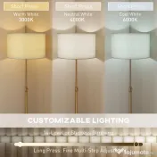 HOMCOM Lampă de Podea cu Telecomandă și Luminozitate Reglabilă 3000K-6000K, Abajur din Material Textil, Auriu | Aosom Romania