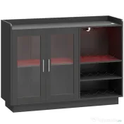 HOMCOM Dulap Port-Sticle cu Lumini LED RGB și Suport pentru 12 Sticle, Dulap pentru Vinuri cu Raft Reglabil și Uși cu Închidere Lentă din Sticlă pentru Casă, Bucătărie și Sufragerie, Negru | Aosom Romania