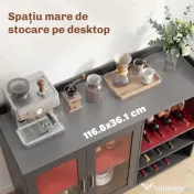 HOMCOM Dulap Port-Sticle cu Lumini LED RGB și Suport pentru 12 Sticle, Dulap pentru Vinuri cu Raft Reglabil și Uși cu Închidere Lentă din Sticlă pentru Casă, Bucătărie și Sufragerie, Negru | Aosom Romania