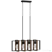 HOMCOM Candelabru Suspendat Rustic cu 4 Cadre Rotative și Lanț Reglabil, 80x21x90-130 cm, Negru și Maro
