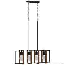 HOMCOM Candelabru Suspendat Rustic cu 4 Cadre Rotative și Lanț Reglabil, 80x21x90-130 cm, Negru și Maro