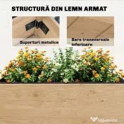 Outsunny Jardinieră Înălțată pe 2 Niveluri cu Rafturi Laterale și Inferior, Fabricată din Lemn de Brad cu Căptușeală și Orificii de Drenare, pentru Flori și Legume, 119,5x102x76,5cm, Maro Deschis | Aosom Romania