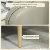 HOMCOM Canapea Extensibilă 3 Locuri Convertibilă cu Cotiere din PU, Colțar Reclinabil Clic Clac în Catifea cu Picioare Metalice și Cadru din Lemn, pentru Living sau Dormitor, 185x84x83 cm, Bej | Aosom Romania 