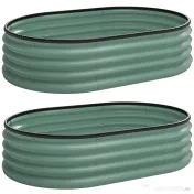 Outsunny Set de 2 Jardiniere Înălțate Modulare, Ghivece de Grădină cu Margine din Cauciuc, Fund Deschis, Jardiniere Înălțate din Oțel Galvanizat pentru Plante Aromatice, Fructe, Legume și Flori, 135x90x30 cm, Verde | Aosom Romania 