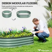 Outsunny Set de 2 Jardiniere Înălțate Modulare, Ghivece de Grădină cu Margine din Cauciuc, Fund Deschis, Jardiniere Înălțate din Oțel Galvanizat pentru Plante Aromatice, Fructe, Legume și Flori, 135x90x30 cm, Verde | Aosom Romania 