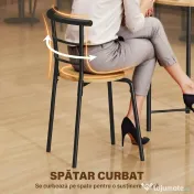 HOMCOM Set Masă Rotundă de Dining cu 4 Scaune Economisitor de Spațiu în Lemn și Metal Stil Industrial | Aosom Romania 
