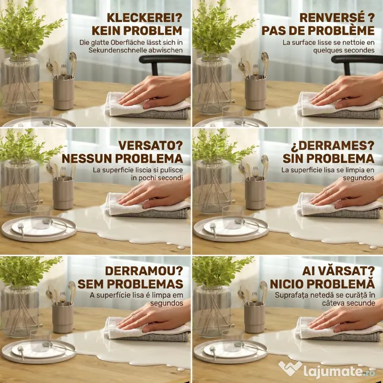 HOMCOM Set Masă Rotundă de Dining cu 4 Scaune Economisitor de Spațiu în Lemn și Metal Stil Industrial | Aosom Romania