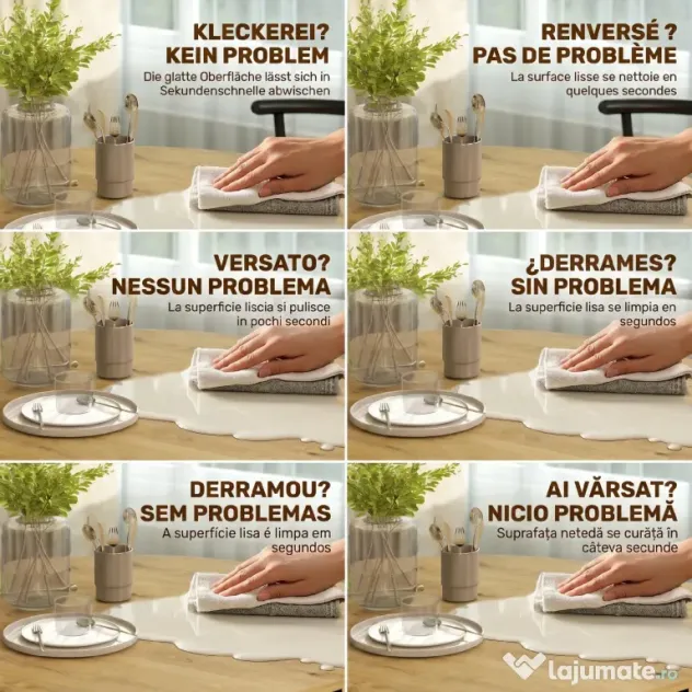 HOMCOM Set Masă Rotundă de Dining cu 4 Scaune Economisitor de Spațiu în Lemn și Metal Stil Industrial | Aosom Romania