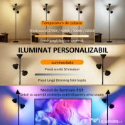 HOMCOM Lampă de Podea cu 3 Capete Reglabile Independent Φ25x170 cm Negru | Aosom Romania 