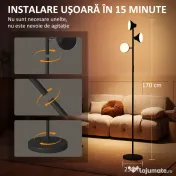 HOMCOM Lampă de Podea cu 3 Capete Reglabile Independent Φ25x170 cm Negru | Aosom Romania 
