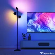 HOMCOM Lampă de Podea cu 3 Capete Reglabile Independent Φ25x170 cm Negru | Aosom Romania 