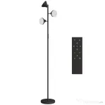 HOMCOM Lampă de Podea cu 3 Capete Reglabile Independent, Telecomandă și Timer, din Oțel și Plastic, Ø25x170 cm, Negru