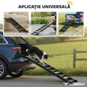 PawHut Rampă Pliabilă pentru Câini pentru Mașini și Paturi Înalte, Scară Portabilă cu 10 Trepte Antiderapante, Ușoară, Suportă Până la 68 kg, Negru | Aosom Romania 