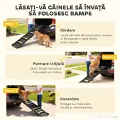 PawHut Rampă Pliabilă pentru Câini pentru Mașini și Paturi Înalte, Scară Portabilă cu 10 Trepte Antiderapante, Ușoară, Suportă Până la 68 kg, Negru | Aosom Romania 