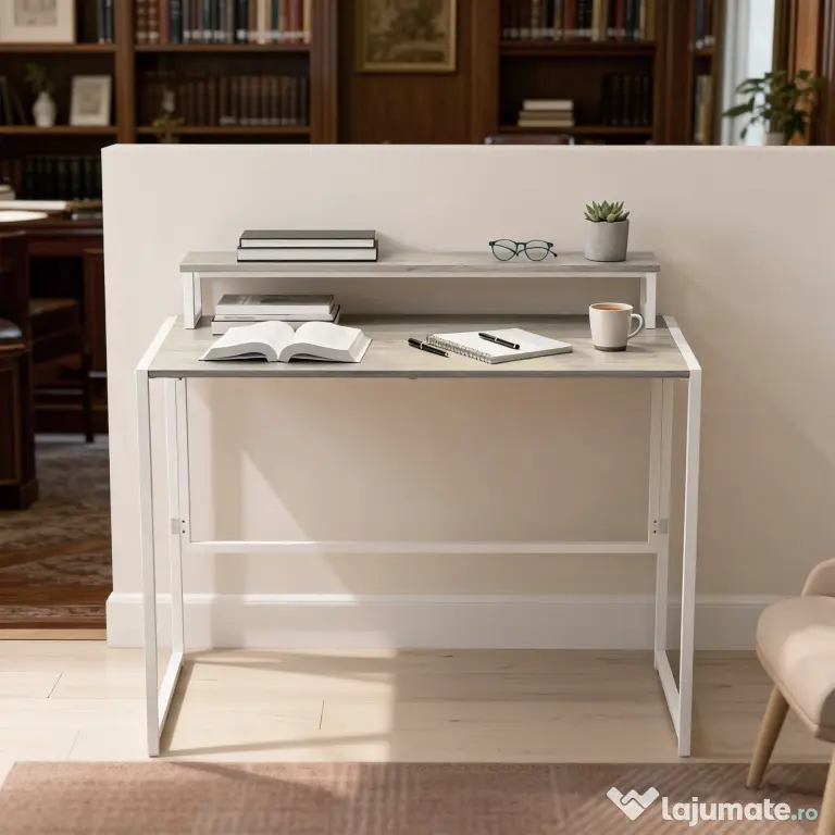 HOMCOM Masă Pliabilă Economisitoare de Spațiu cu Suport Detasabil pentru Monitor, 100x48x87,5 cm, Masă Portabilă pentru Birou, Casă și Studio, Culoare Lemn | Aosom Romania