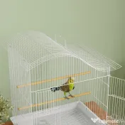 PawHut Colivie pentru Păsări cu 4 Uși, 2 Boluri, 2 Stinghii și Tavă Detașabilă, Volieră din Metal și Plastic, 47,5x36x54,5 cm, Alb | Aosom Romania 