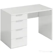 HOMCOM Birou Compact, 110x61.5x75 cm Birou Modern cu 4 Sertare, Masă pentru Computer, Cameră și Birou, Alb Lucios | Aosom Romania