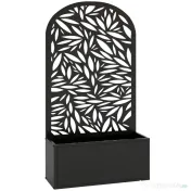 Outsunny Jardiniere Ridicată pentru Grădină și Balcon cu Spalier Arcuit Decorat cu Frunze, pentru Flori și Legume, Montare pe Perete sau Utilizare Independentă, Negru | Aosom Romania 