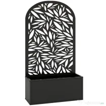 Outsunny Jardiniere Ridicată pentru Grădină și Balcon cu Spalier Arcuit Decorat cu Frunze, pentru Flori și Legume, Montare pe Perete sau Utilizare Independentă, Negru | Aosom Romania