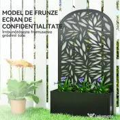 Outsunny Jardiniere Ridicată pentru Grădină și Balcon cu Spalier Arcuit Decorat cu Frunze, pentru Flori și Legume, Montare pe Perete sau Utilizare Independentă, Negru | Aosom Romania 