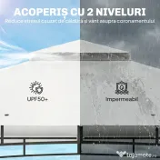 Outsunny Foișor 3 x 3.6 m, Acoperiș Dublu UPF50+ cu Plasă, Crem | Aosom Romania 